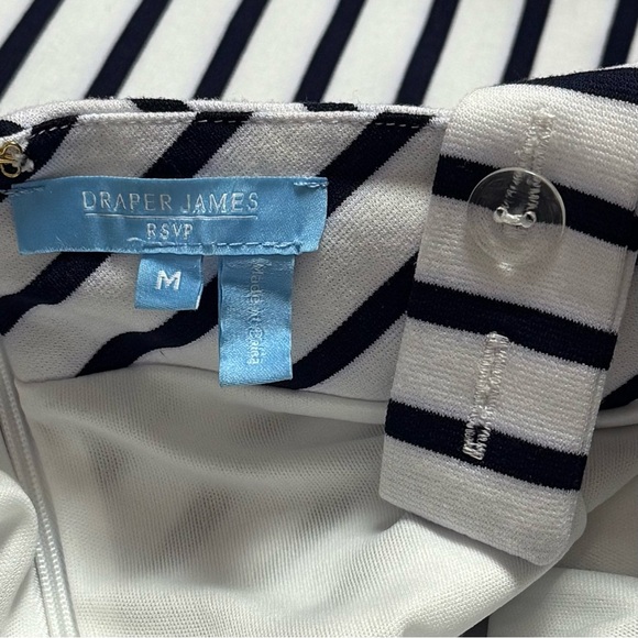 Draper James Navy Blue Chevron Stripe Midi Dress Coastal Yacht Club Adjustable M - Picture 8 of 12